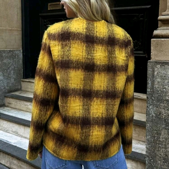 Women's Casual Plaid Double Pocket Woolen Coat, Autumn/Winter - Picture 2 of 5